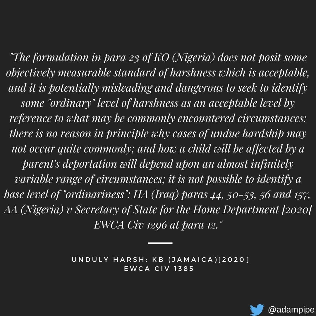 Unduly harsh: KB (JAMAICA)[2020] EWCA CIV 1385