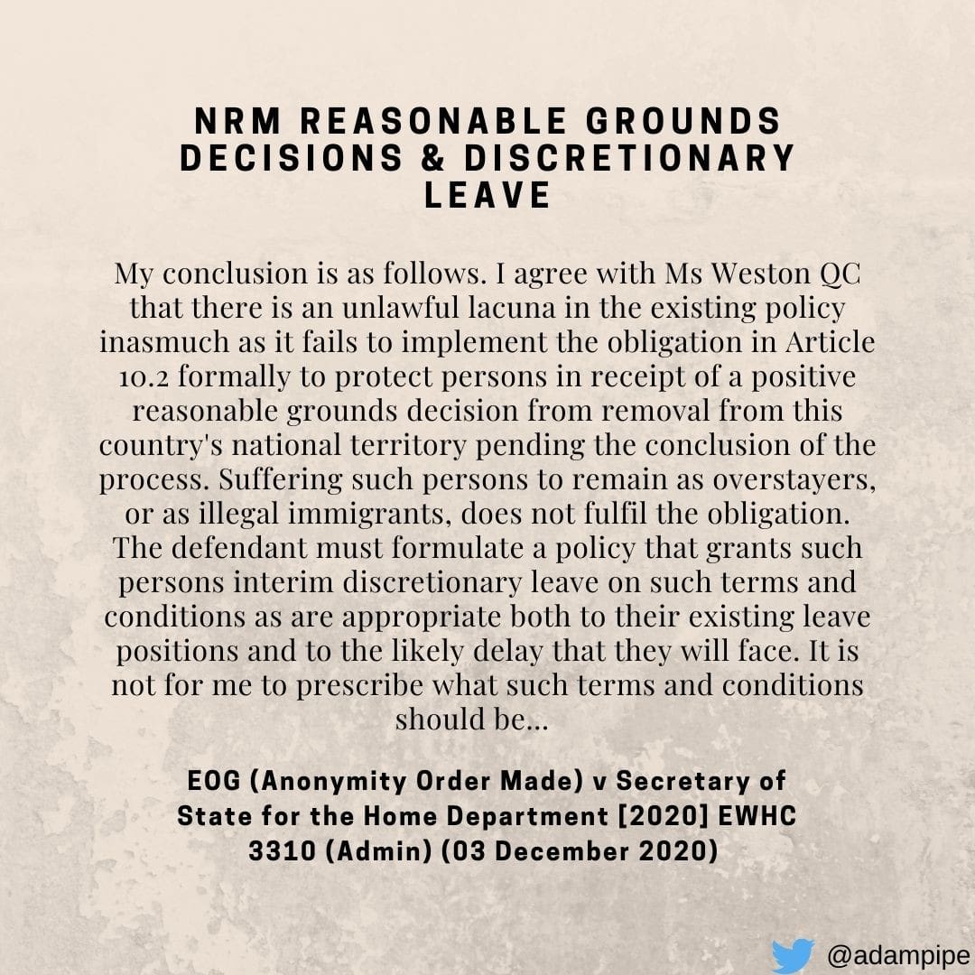 EOG(Anonymity Order Made) v Secretary of State for the Home Department [2020] EWHC 3310 (Admin)
